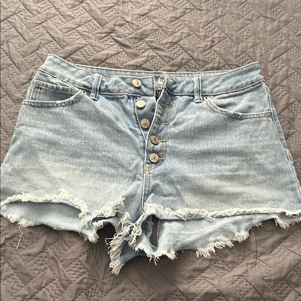 Rewash Light Blue Jean Shorts with Frayed Hem
